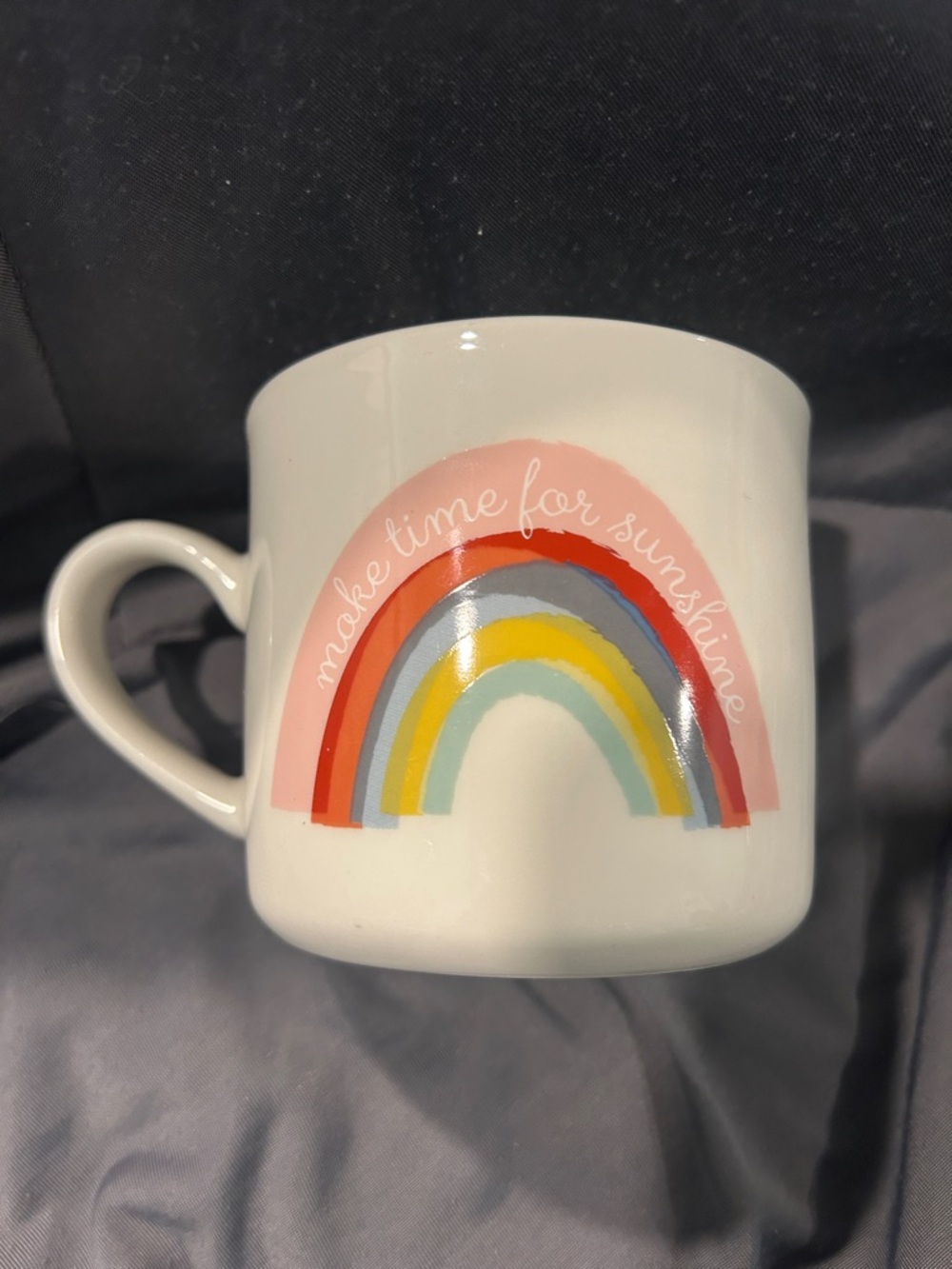 White Rainbow Ceramic Mug - Make Time for Sunshine